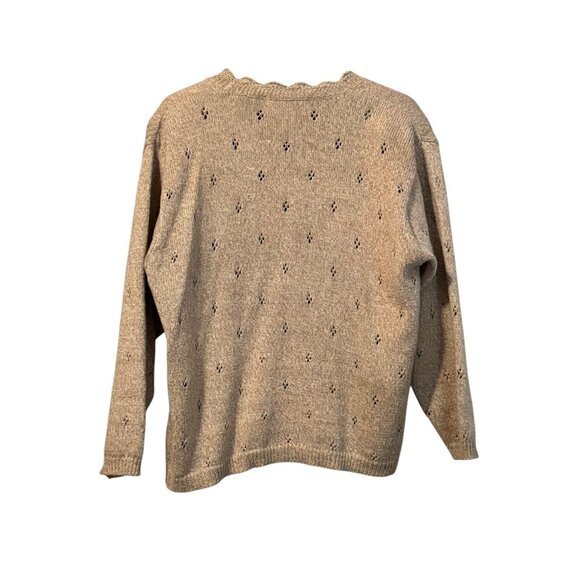 Jantzen Classics Cardigan Sweater Hand Embroidered Women Size Medium Floral VTG - Picture 2 of 15